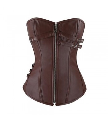 Women Brown Leather Corset OverBust Corset